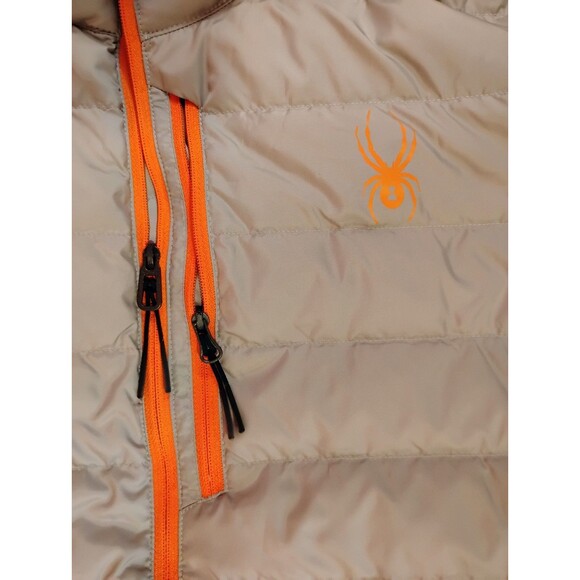 Men's Spyder Zenith Down Jacket Gray Orange Small - Picture 6 of 9